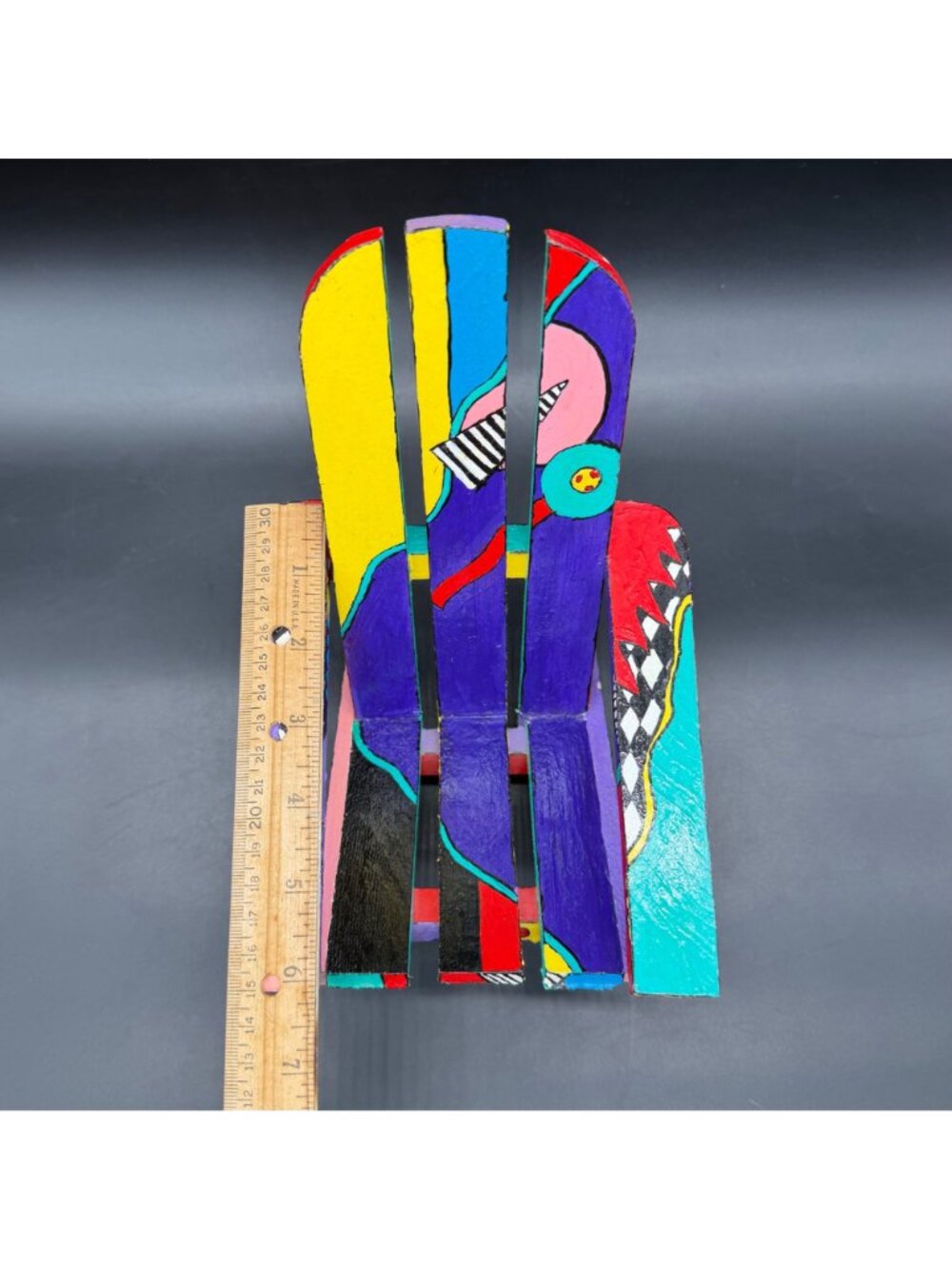 Adirondack Style Chair Doll Miniature 90s Rad Pop Art Abstract Wood Hand Painted - Picture 13 of 15